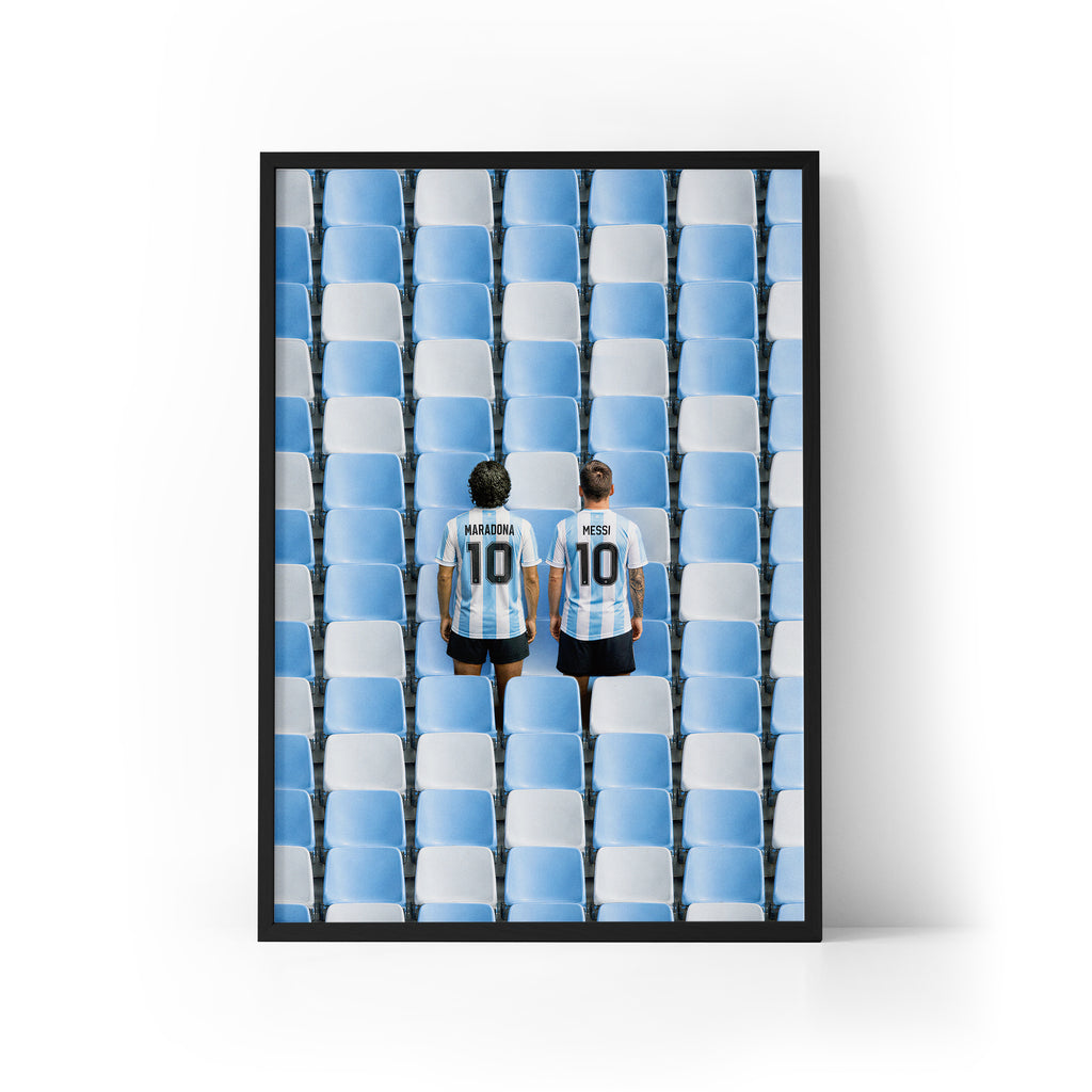 Maradona x Messi Framed Print